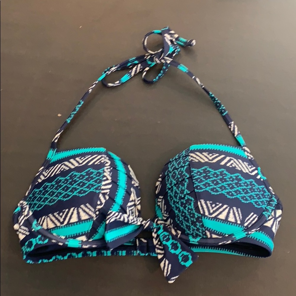 AERIE 34C EMMA PUSH UP BLUE TRIBAL BIKINI TOP